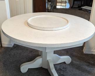 PRICE - $50 -this IS the HALF PRICE amount - Dec. 7-9. CASH only.   LOVELY White Round Kitchen Table with Lazy Susan in Center.  