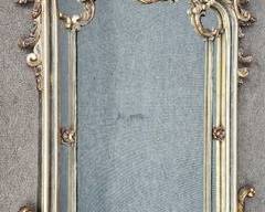 Vintage Fancy Giltwood Silver Framed Wall Mirror Flowers and Scrolls
