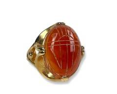 18k Yellow Gold Heavy Electroplated Scarab Ring. Size 8.5
