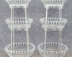 Fantastic Pair of Tiered Wired Plant Stands

