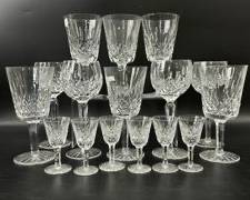 FINE WATERFORD CUT CRYSTAL LISMORE WHITE WINE Goblets & LISMORE STANDARD HOCK WINE GLASSES AND MINIATURE LISMORE LIQUOR SHOT GLASSES
