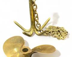 Vintage Heavy Brass Anchor and Propeller both are for decoration
