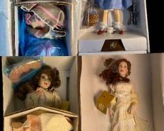 4 NIB Franklin Heirloom Collectible Dolls - 1 is Dorothy from Wizard of Oz

