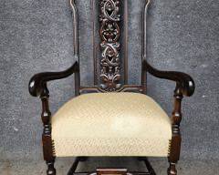 Antique William and Mary style Hand Carved fancy High Back Arm Chair
