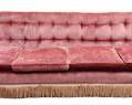 Fantastic Vintage Pink Velvet Silk tangle Trim Tufted 4 Seater Sofa on Castors Mid Century
