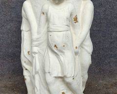 Vintage painted pottery Tall planter Stand Children in Relief
