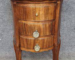 Antique Marble Insert Top 3 Drawer Side Table with Fancy Drawer Pulls

