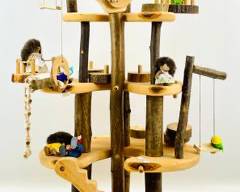 Wonderful QToys Three Level Tree House Play Set W Small Wooden Dolls And Horse
