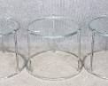 3 Willy Guhl MCM Mid Century Modern Chrome and Glass Side Tables
