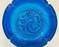 Vintage Blenko Heavy Mid Century Modern MCM Cobalt Blue Art Glass Ashtray
