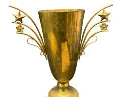 Vintage Art Deco Decorative Brass Superstar Vase With Repurposed World War 2 1945 105mm Mortar Shell Base
