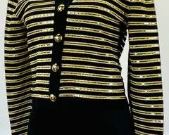 Authentic Vintage St. John Collection By Marie Gray Evening Luxury Knitwear Black And Gold Jacket Size S/P
