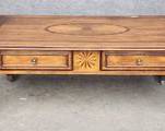 Lovely Inlaid Coffee Table on Brass Castors two Drawers
