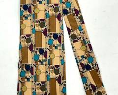 Frank Lloyd Wright Confetti Necktie Brown Multicolor Circles Tie 100% Silk
