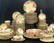 Vintage Franciscan Hand Decorated Floral Dinner Plates, Side Plates, Desert Plates, Soup Bowls, Bowls, Lidded Tureen, Tea Cups, Saucers, Butter Tray, and More
