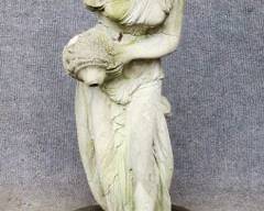 Fantastic Vintage Classical Lady Maiden Holding Urn Cement Great Patina Patio Figure
