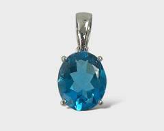 Fine 14K White Gold Blue Topaz Pendant
