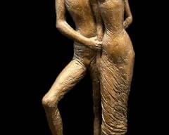 Mid-Century Modern Austin Prod. Sculpture Tall Young Lovers Elongated Giacometti Hollow Bronze
