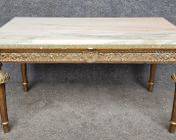 FAncy Antique Marble Top Gilt Painted French Statement Coffee Table Egg & Dart Trim Molding
