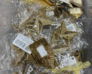 Gold Star ornaments 
Beaded picture frame ornaments