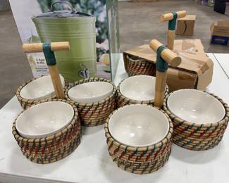 Set of three new three bowl servers