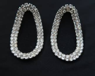 Vintage Rhinestone curved oval shoe clips