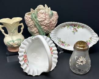 McCoy, Fenton, Royal Albert, Vintage Floral Glass