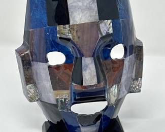 Mayan Burial Mask Mosaic Stone Mexican Folk Art