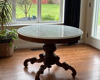 Antique Marble & Wood Table