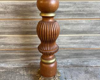 Vintage Brass & Carved Wood Ash Tray