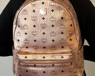 Pink metallic MCM backpack 