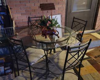 4 Chair Glass & Metal Table