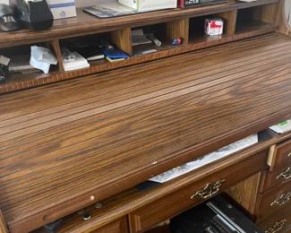 Roll top desk. 50” high x 50” wide x 22” deep