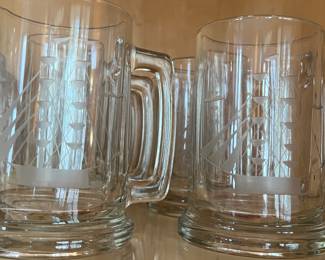 Etched Ship Glass Mugs