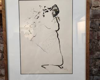 SIGNED 1969 MODERN ART ORIGINAL INK