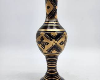 BLACK AND BRASS VASE