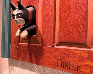 Cat Door by Stephen Huneck (American 1948-2010) Carved Relief