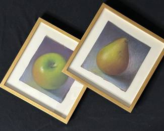 Comice and Granny Smith by Paul Linfante, Pastel on Paper