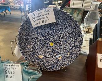 HAEGER BLUE SPONGEWARE STONEWARE BOWL