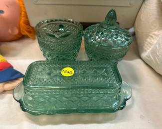 BUTTER DISH, CREAMER AND SUGAR BOWL