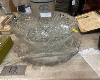 CRYSTAL PUNCH BOWL SET WITH CUPS