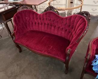 ANTIQUE CARVED ROSE SOFA