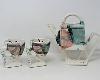 abstract ceramic pottery tea set {1960s}