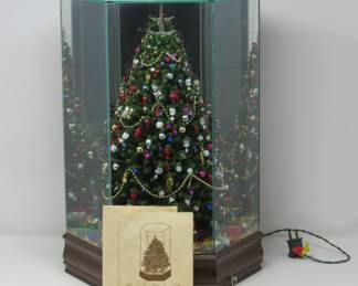 Music box Christmas Tree in lucite cloche