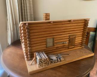 Early American Table Top Log Cabin Model