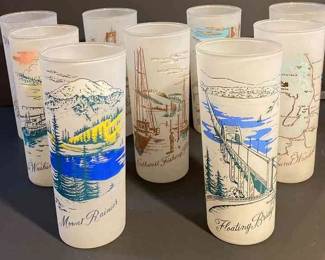 Vintage Frosted Drinking Glasses of Puget Sound