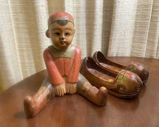 Primitive Vintage Chinese Carved Wood Figurine