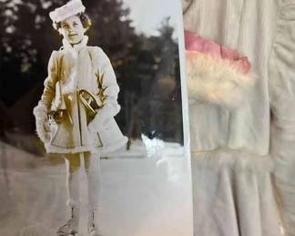 Vintage Childrens Coat With Fur Corduroy And Silk