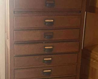 Oak 12 Drawer Flat File Cabinet