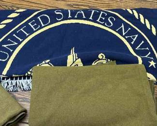 Navy Blanket and Three Wyandotte Worsted Wool Blankets